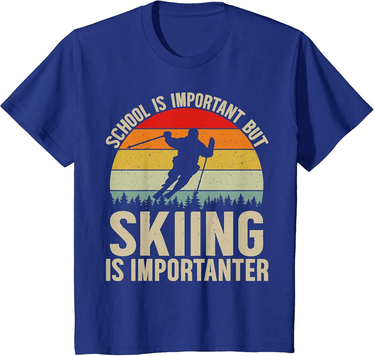 School is Important But Skiing is Importanter Funny Ski Boys T-Shirt - Royal Blue