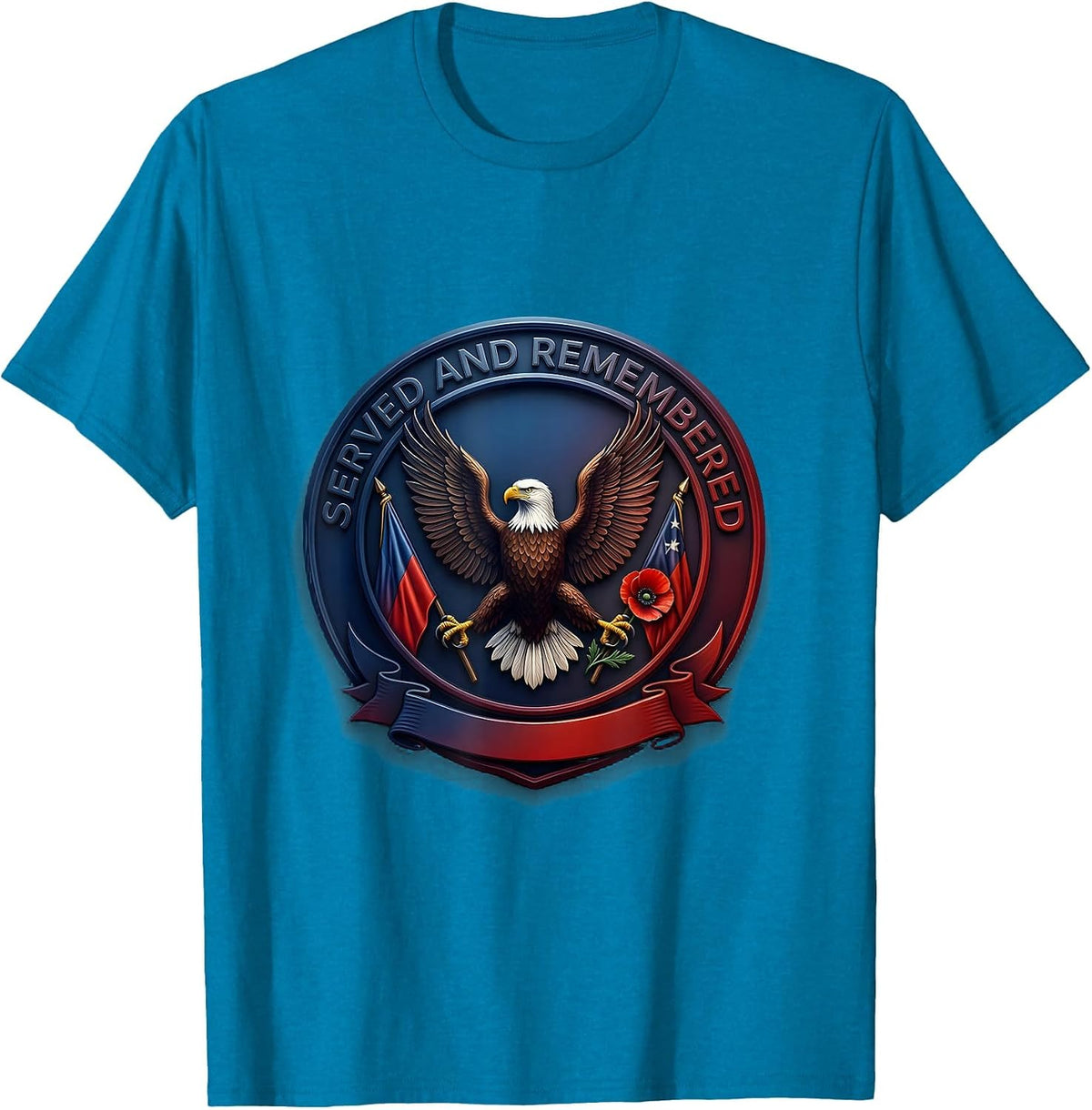 Served and Remembered Memorial Day Men's Design T-Shirt - Sapphire Blue