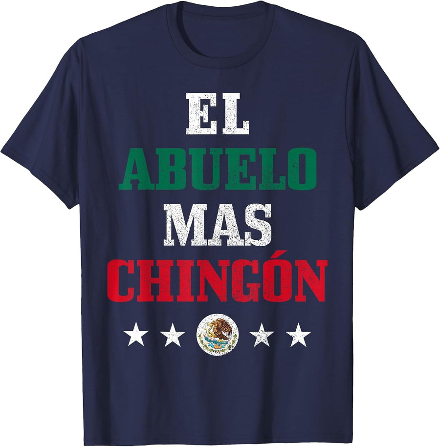El Abuelo Mas Chingon Flag Fathers Day Mexican Dia Del Padre T-Shirt - Navy Blue