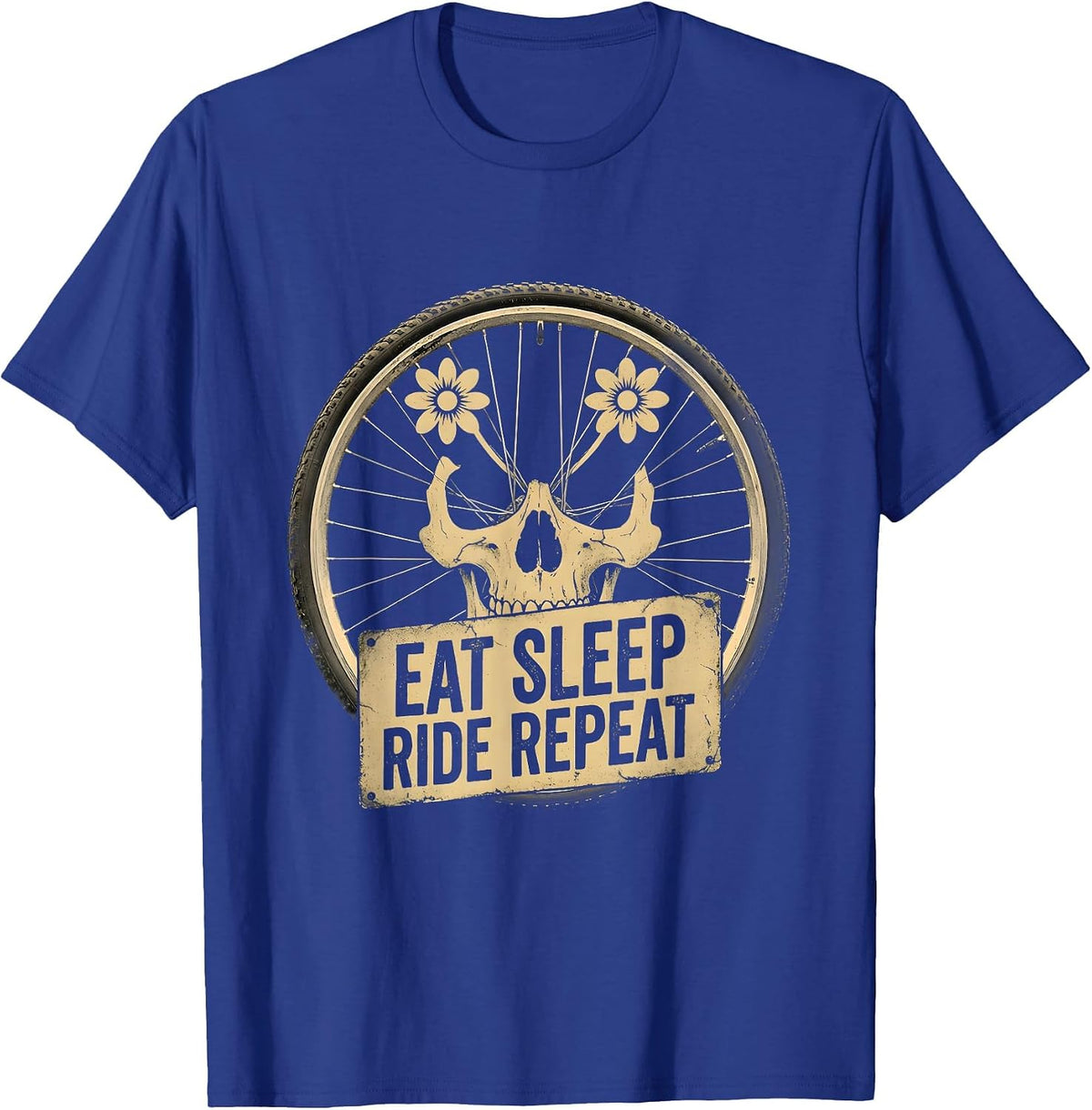 Eat Sleep Ride Repeat Cycling Design T-Shirt - Royal Blue