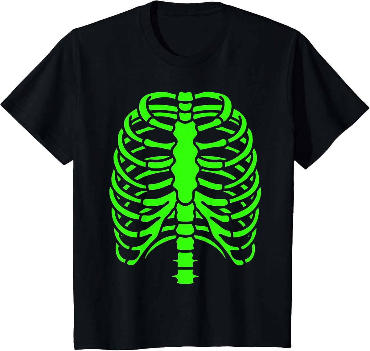 Fun Cool Green Skeleton Rib Cage Halloween T-Shirt - Black