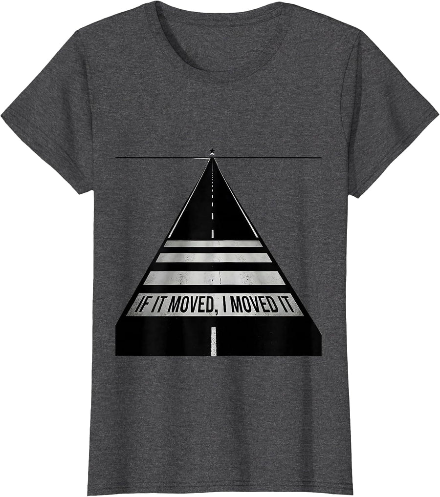 Women's If It Moved, I Moved It Patriotic Trucker Semi Driver T-Shirt - Dark Heather Grey