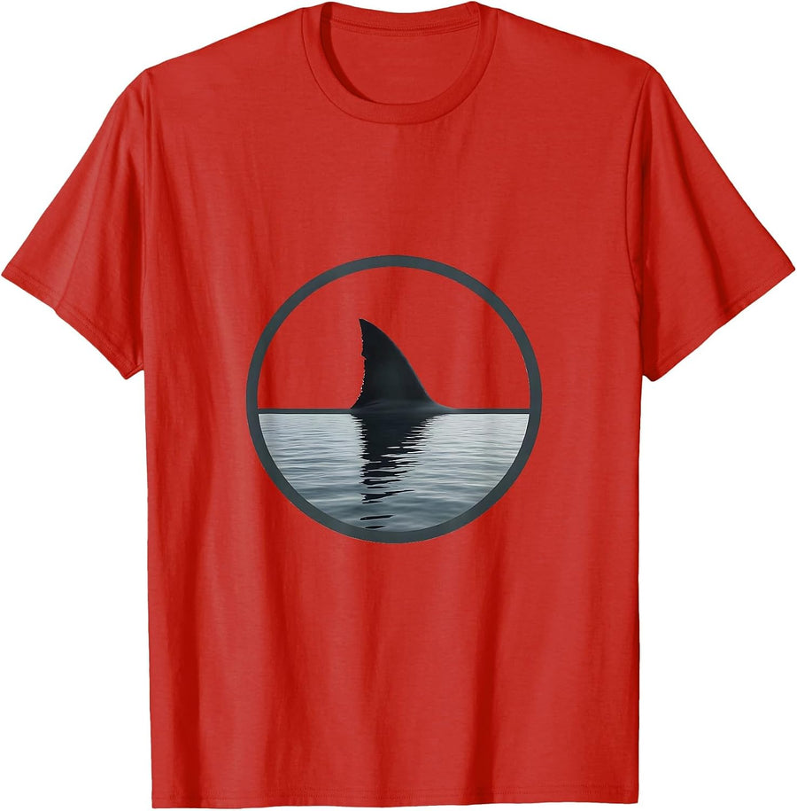 Shark Fin Cutting Through Calm Water T-Shirt - Red