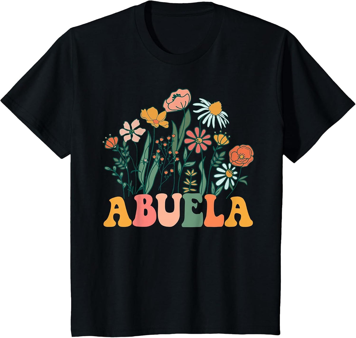 New Abuela Wildflower First Birthday & Baby Shower T-Shirt - Black