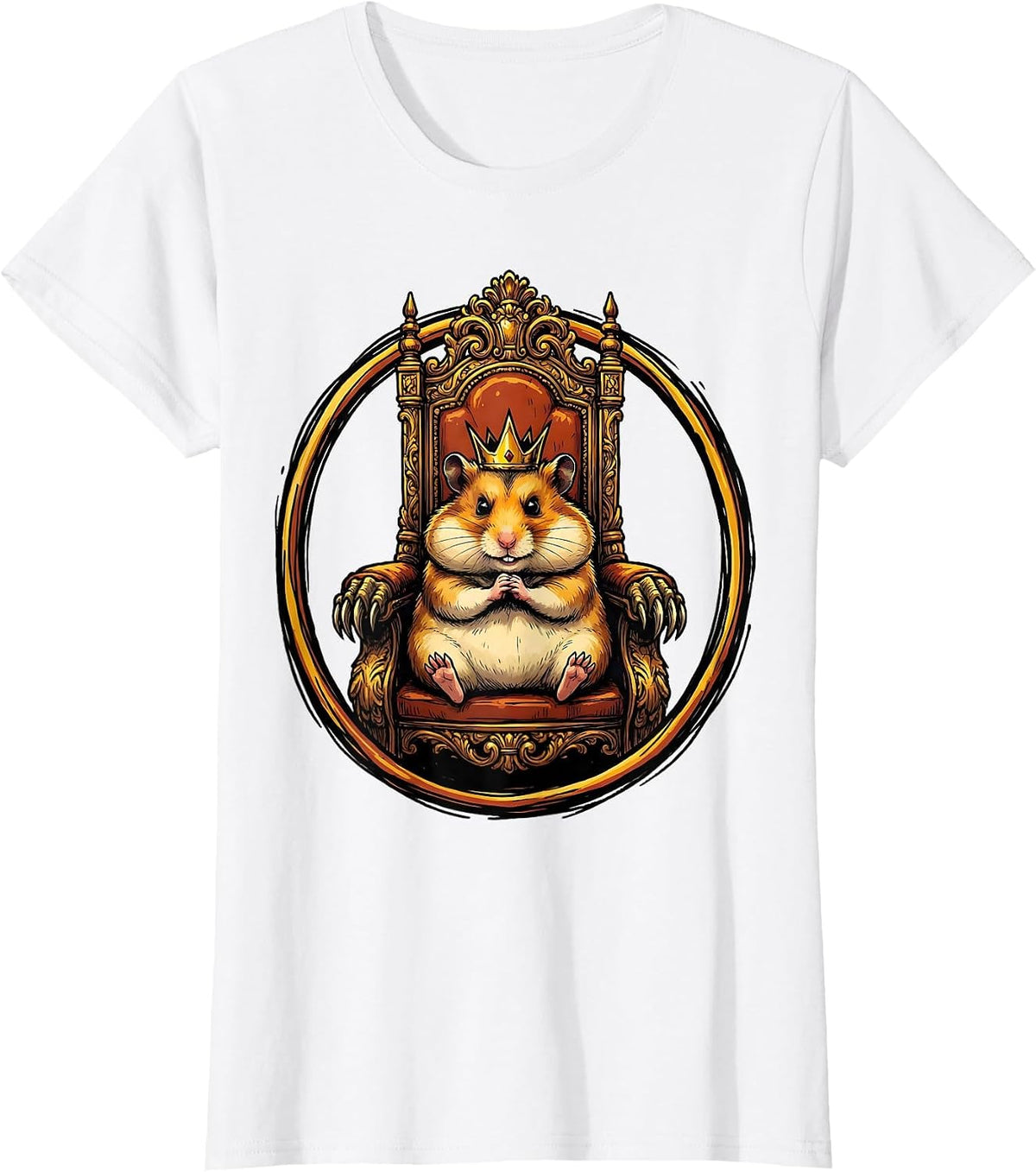 Evil Genius Hamster on an Oversized Throne T-Shirt - White