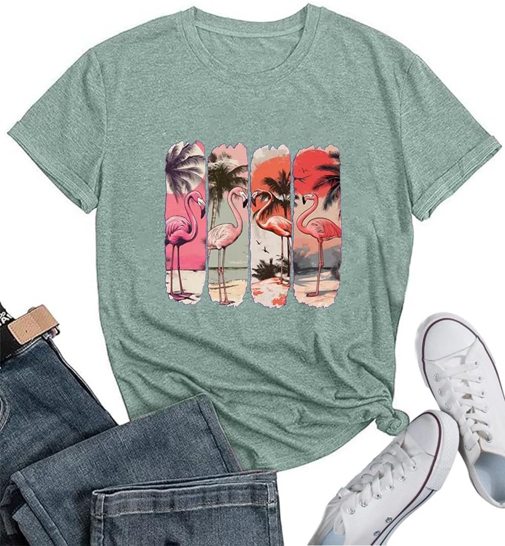 Beach Tanks Women Vacation Shirts Salt Sunshine Life Graphic Summer Tops - Pale Green1