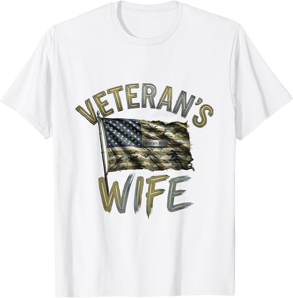Veteran's Wife Distressed Military Veteran Supporter T-Shirt - White