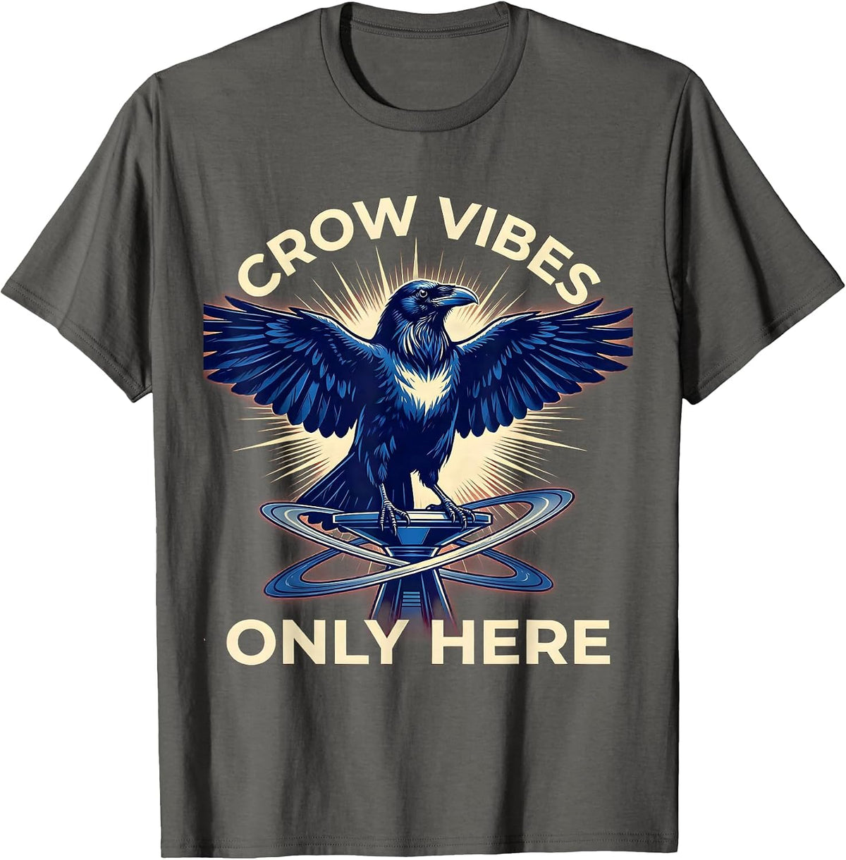 Crow Vibes Only Graphic Design for Bird Lovers T-Shirt - Asphalt Grey