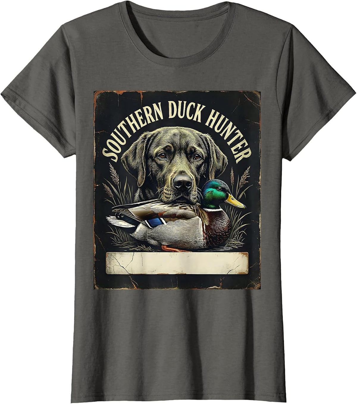 Women's Southern Duck Hunter Distressed Labrador Hunting Dog Vintage T-Shirt - Asphalt Grey