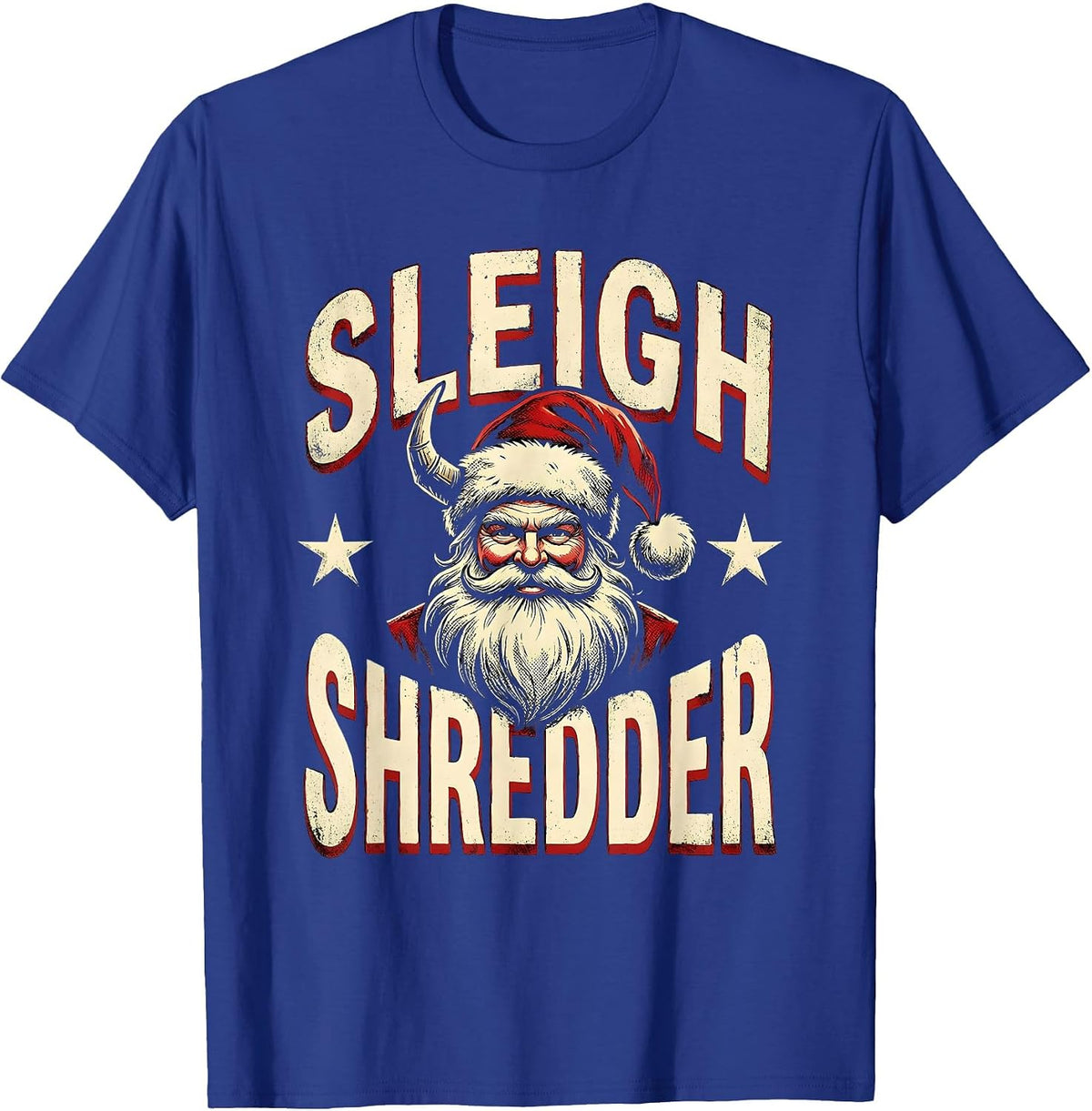 Sleigh Shredder Funny Heavy Metal Rock Christmas Novelty T-Shirt - Royal Blue