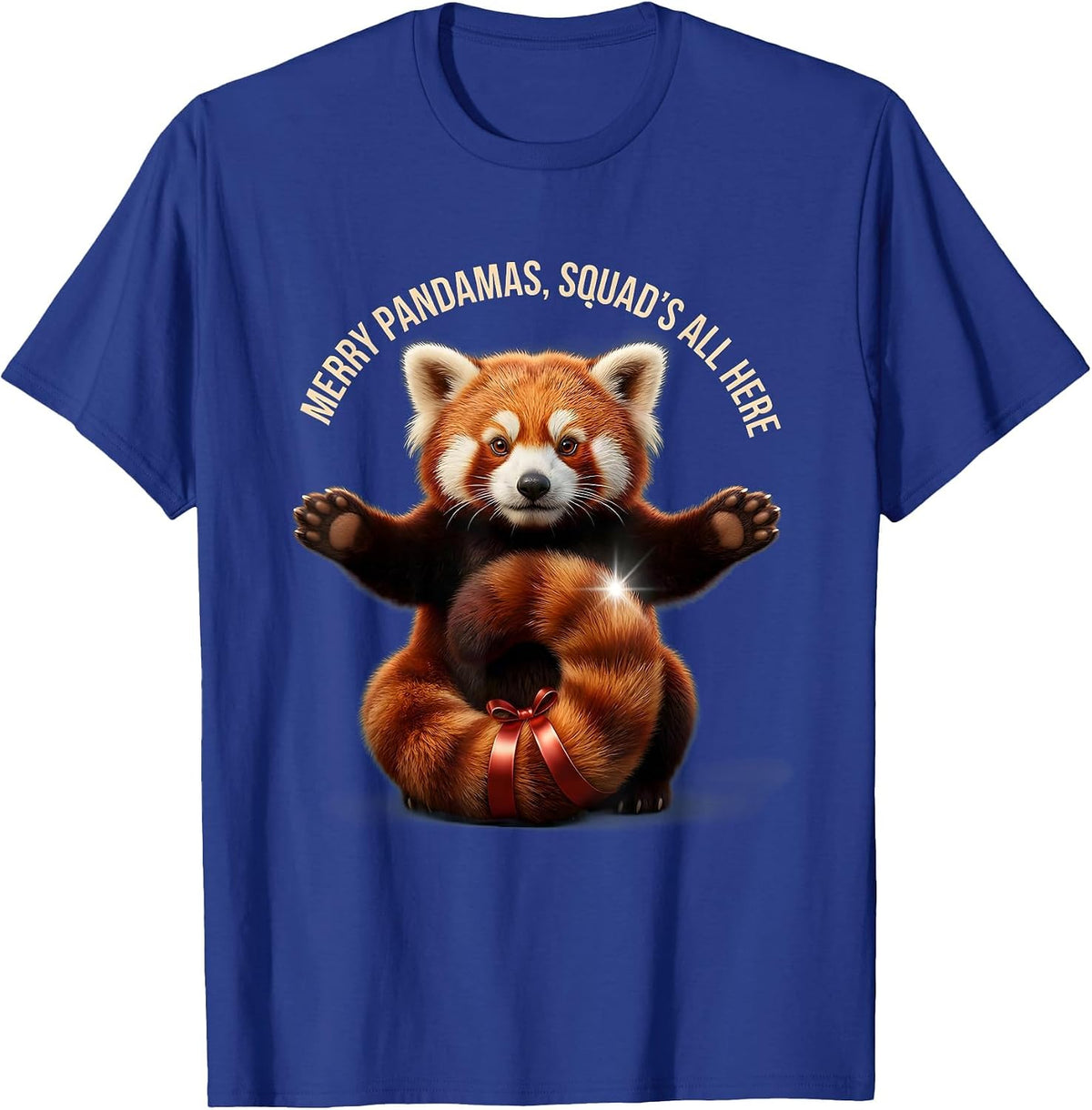 Men's Merry Pandamas Squad's All Here Cute Red Panda Lover Gift T-Shirt - Royal Blue
