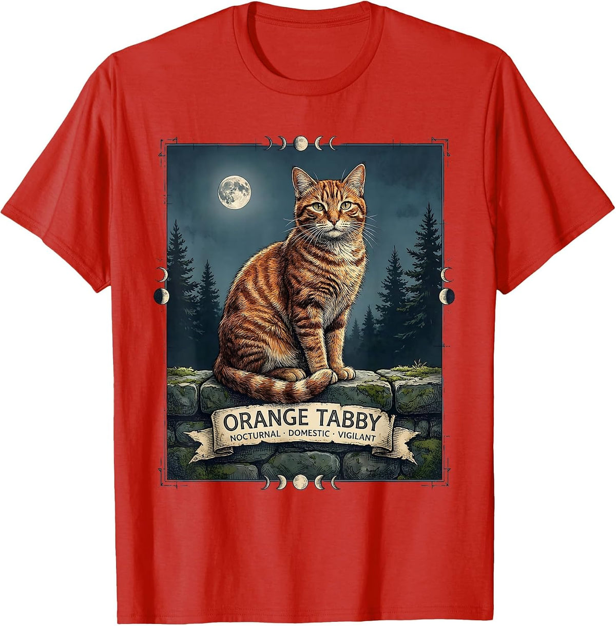 Men's Orange Tabby — Nocturnal, Domestic, Vigilant Vintage T-Shirt - Red