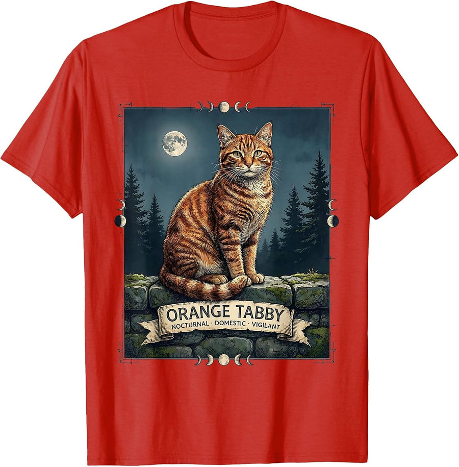 Men's Orange Tabby — Nocturnal, Domestic, Vigilant Vintage T-Shirt - Red