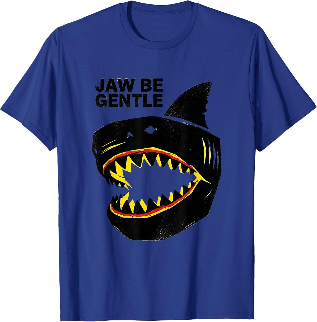 Men's Jaw Be Gentle Funny Shark Lover Wildlife Ocean Animal Humor T-Shirt - Royal Blue