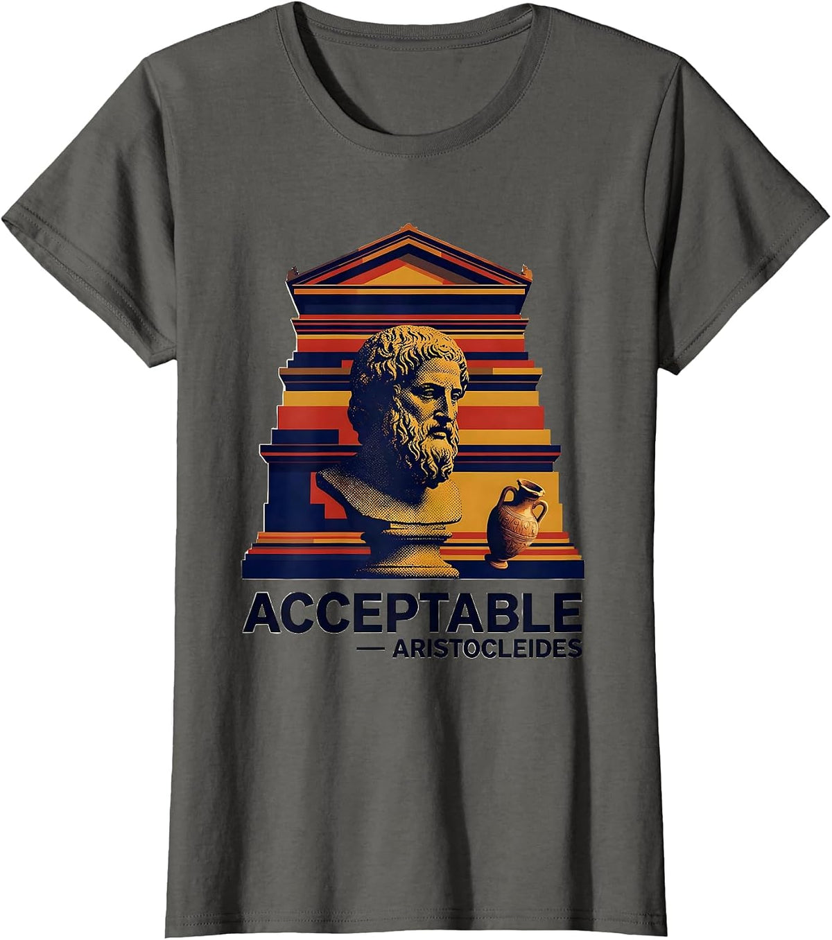 Women's Acceptable Aristocleides Funny Greek Philosophy Meme T-Shirt - Asphalt Grey