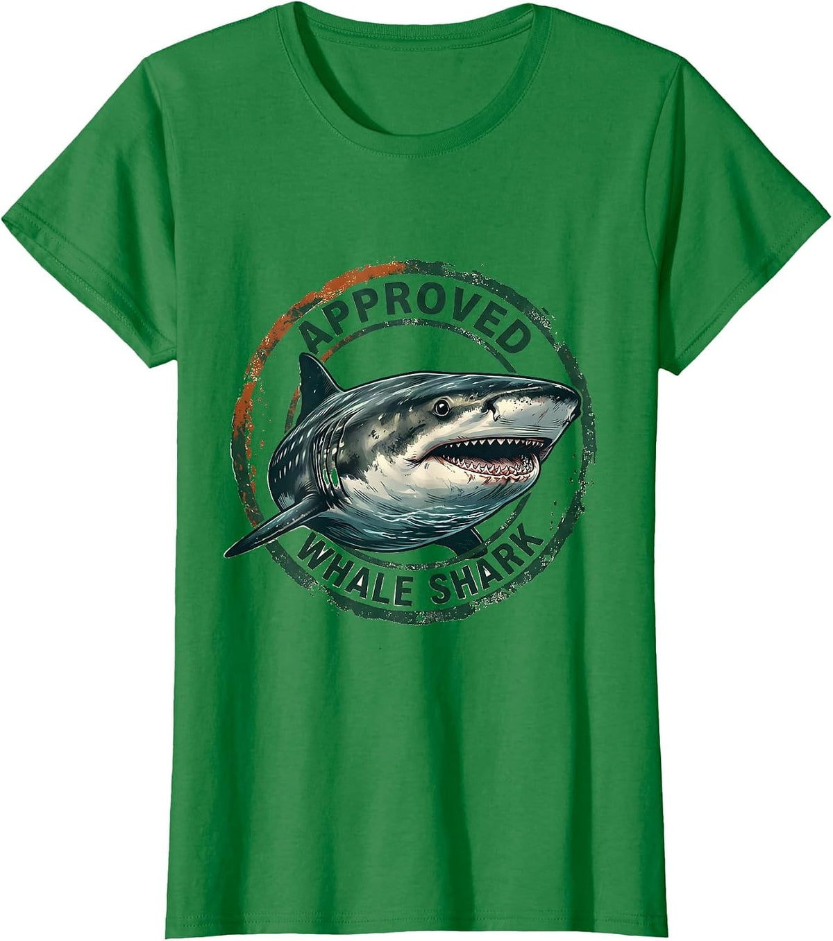 Women's Approved Whale Shark Vintage Funny Shark Lover Ocean T-Shirt - Kelly Green