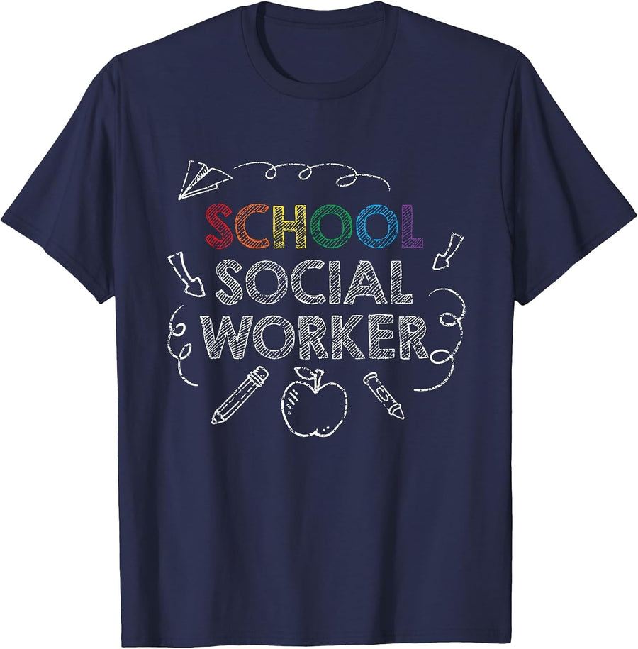School Social Worker Job Sayings Work Colleague T-Shirt - Navy Blue