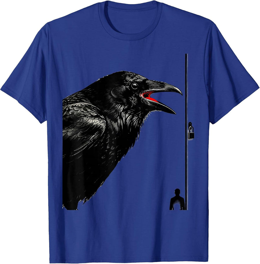 Crow Door Gothic Humor Dark Humor Novelty T-Shirt - Royal Blue