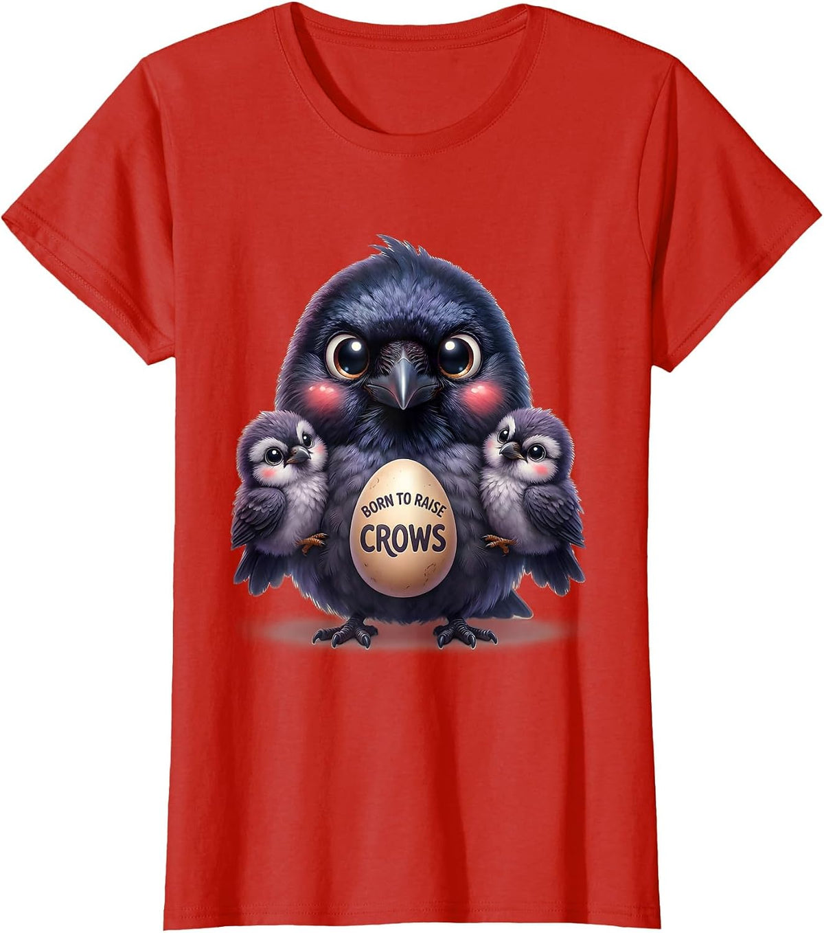 Women's Born to Raise Crows Crow Lover Design T-Shirt - Red