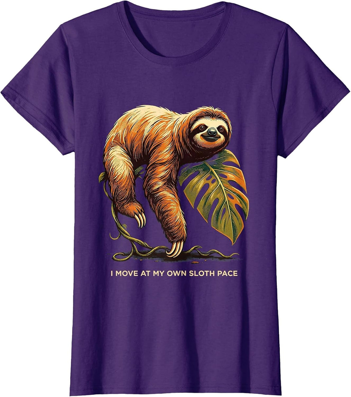 Women's I Move At My Own Sloth Pace Funny Sloth Lover Gift T-Shirt - Purple