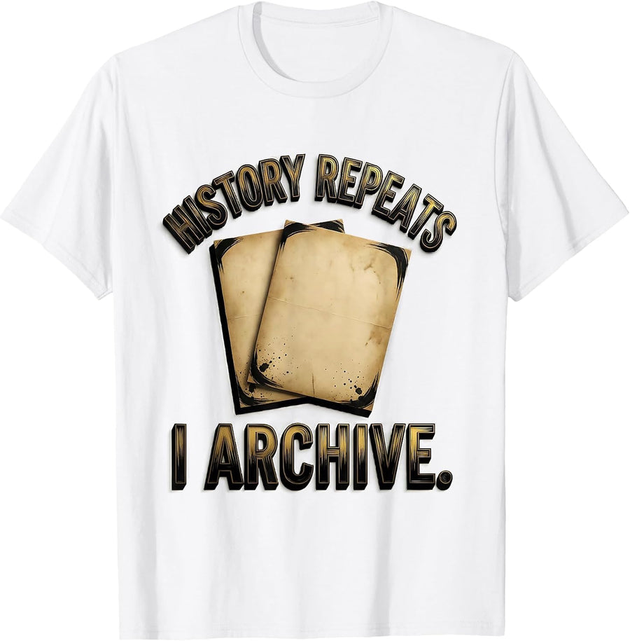 Men's History Repeats I Archive Funny History Teacher Back To T-Shirt - White