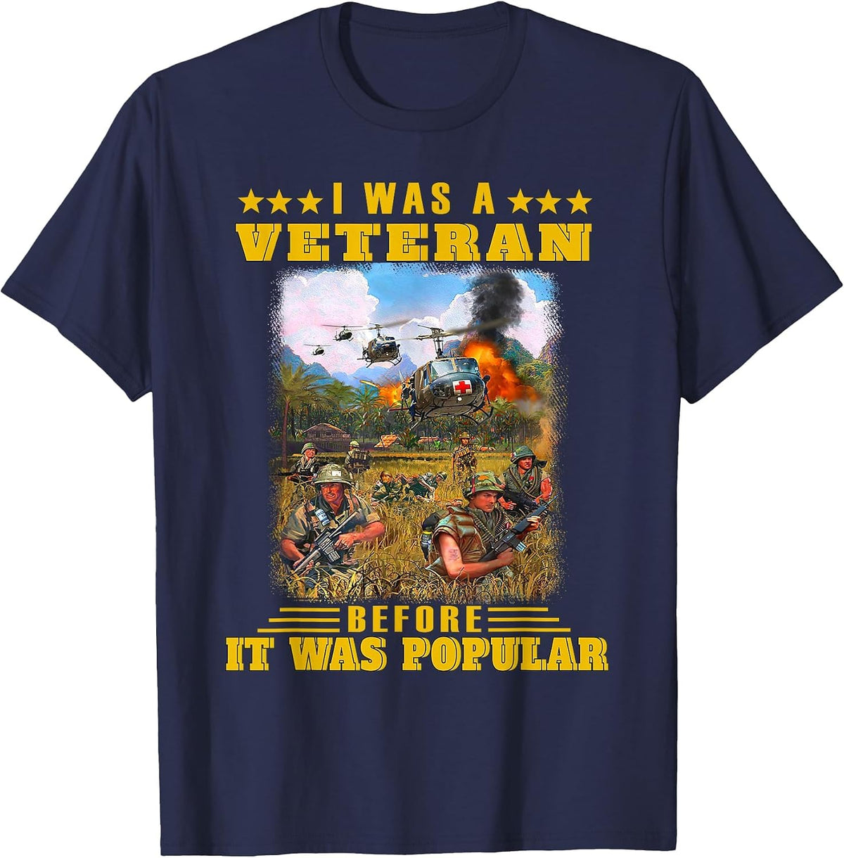 I was Veteran Before It was Popular T-Shirt - Navy Blue