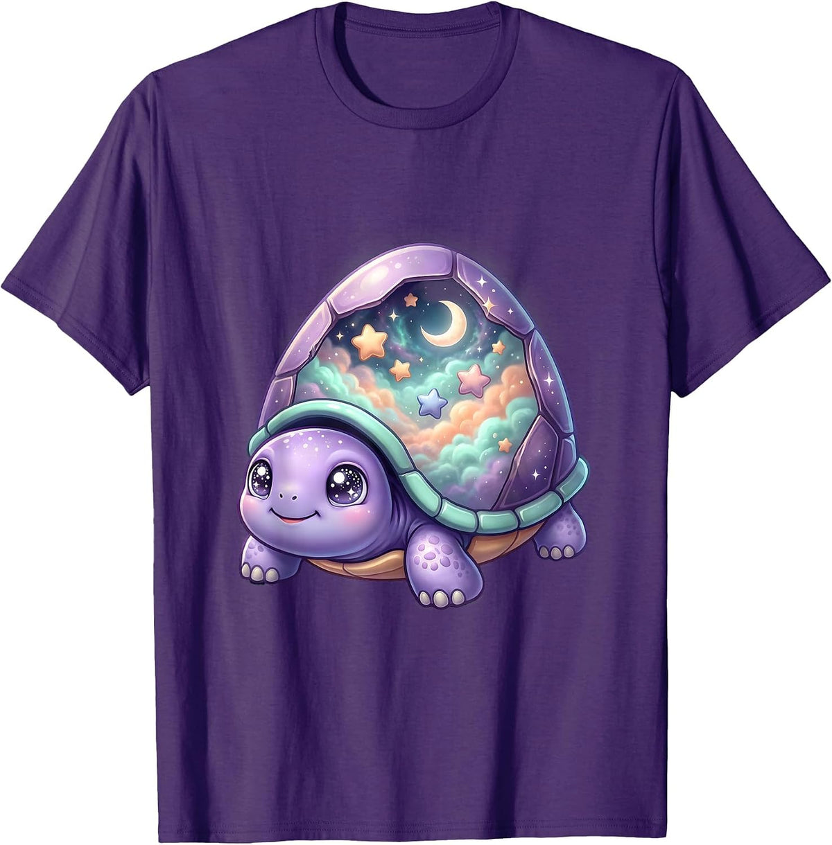 Men's Cosmic Turtle Shell Galaxy Universe Design T-Shirt - Purple