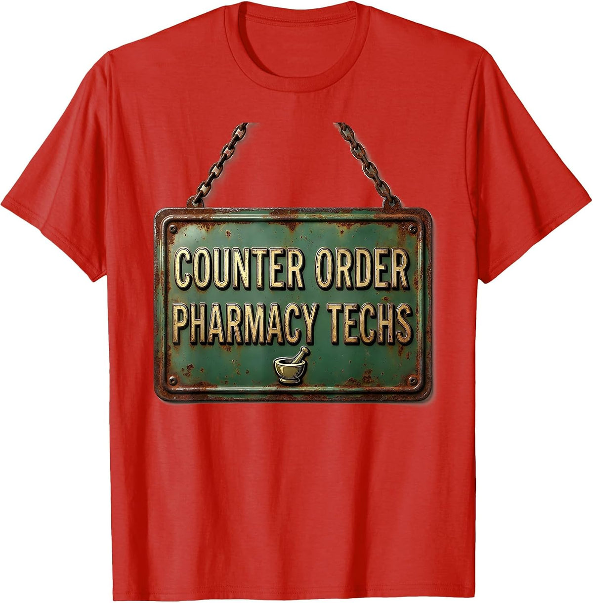 Men's Counter Order Pharmacy Techs Vintage Pharmacy Technician T-Shirt - Red
