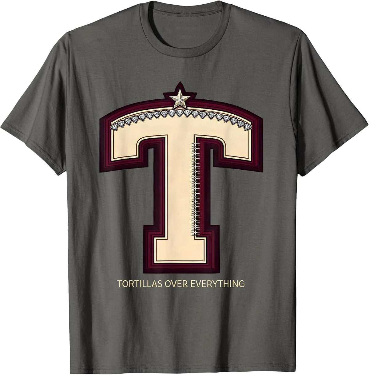 Tortillas Over Everything Mexican Food Pride Design T-Shirt - Asphalt Grey