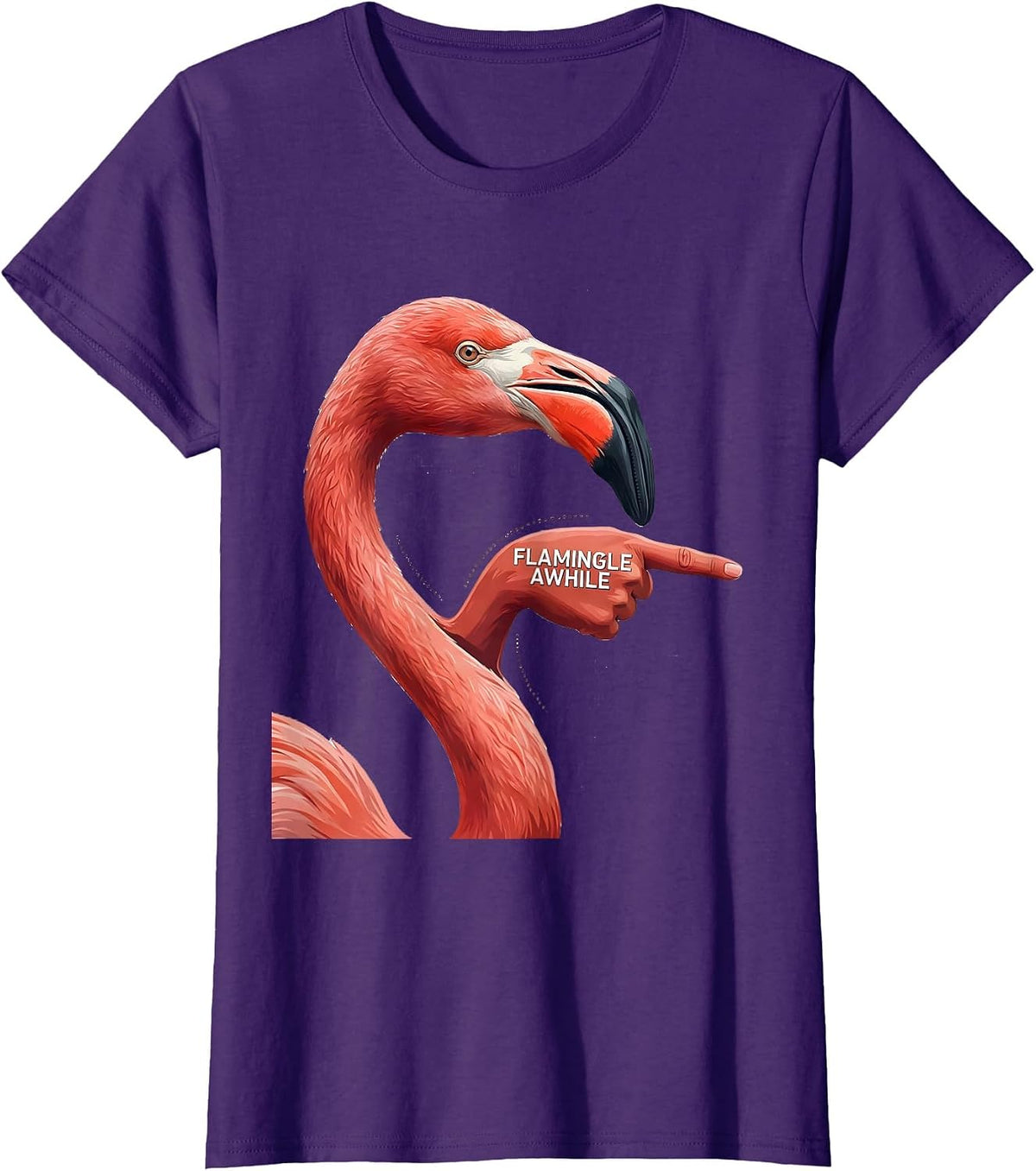 Flamingle Awhile Funny Flamingo Lover Bird Humor T-Shirt - Purple