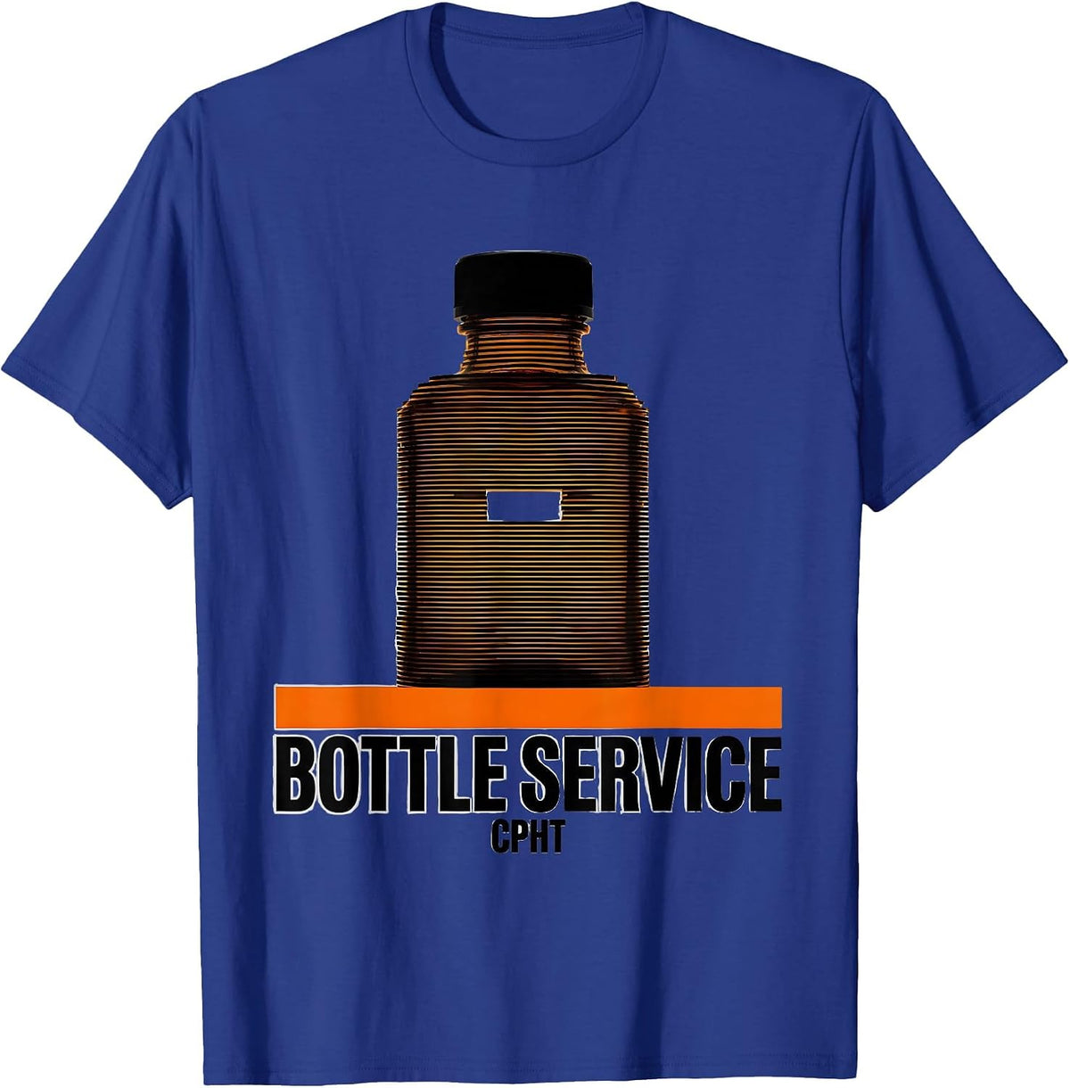 Men's Bottle Service, CPhT Brutalist Pharmacy Tech Humor T-Shirt - Royal Blue