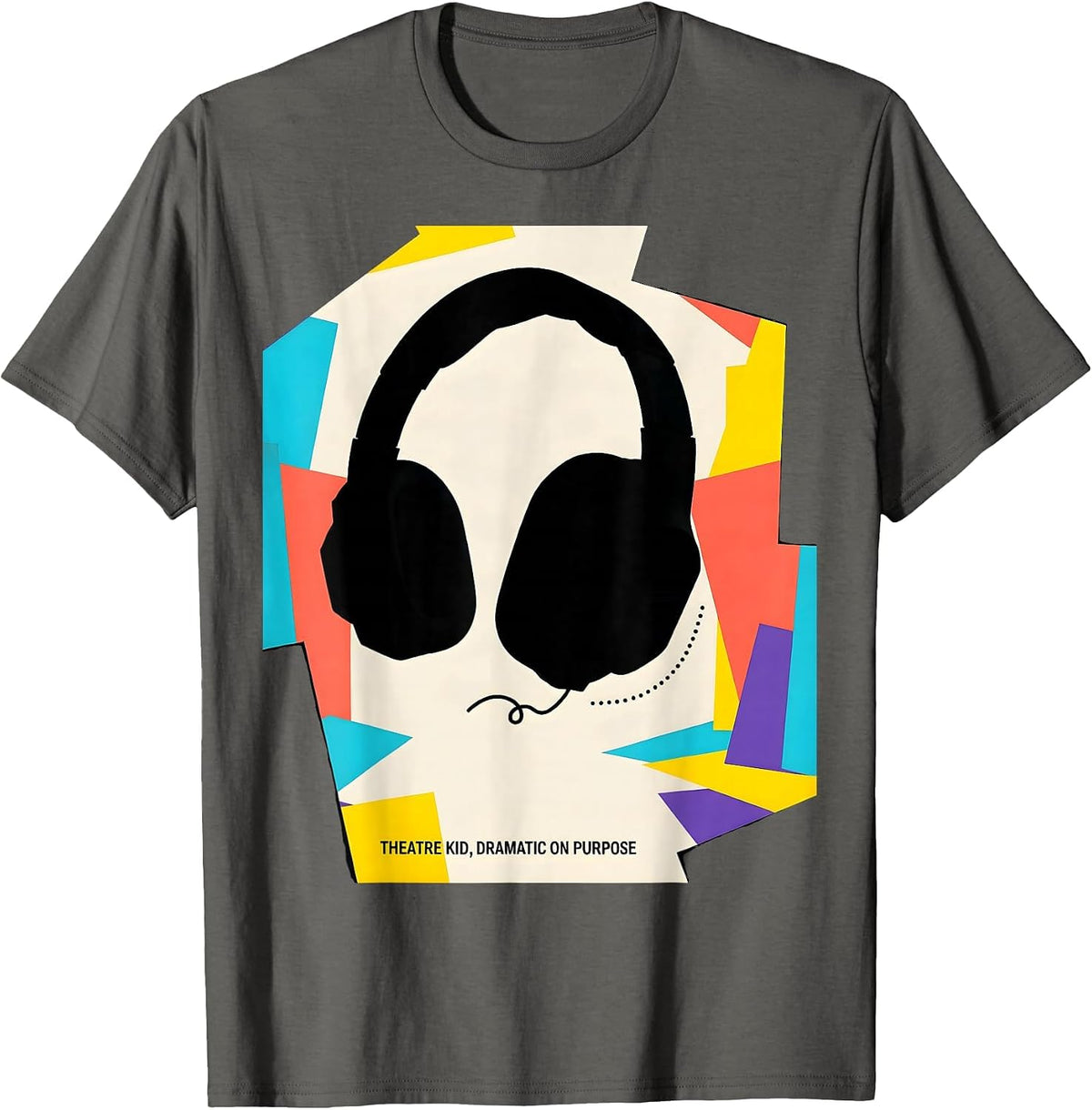 Men's Theatre Kid Dramatic On Purpose Memphis Retro Theater Drama T-Shirt - Asphalt Grey