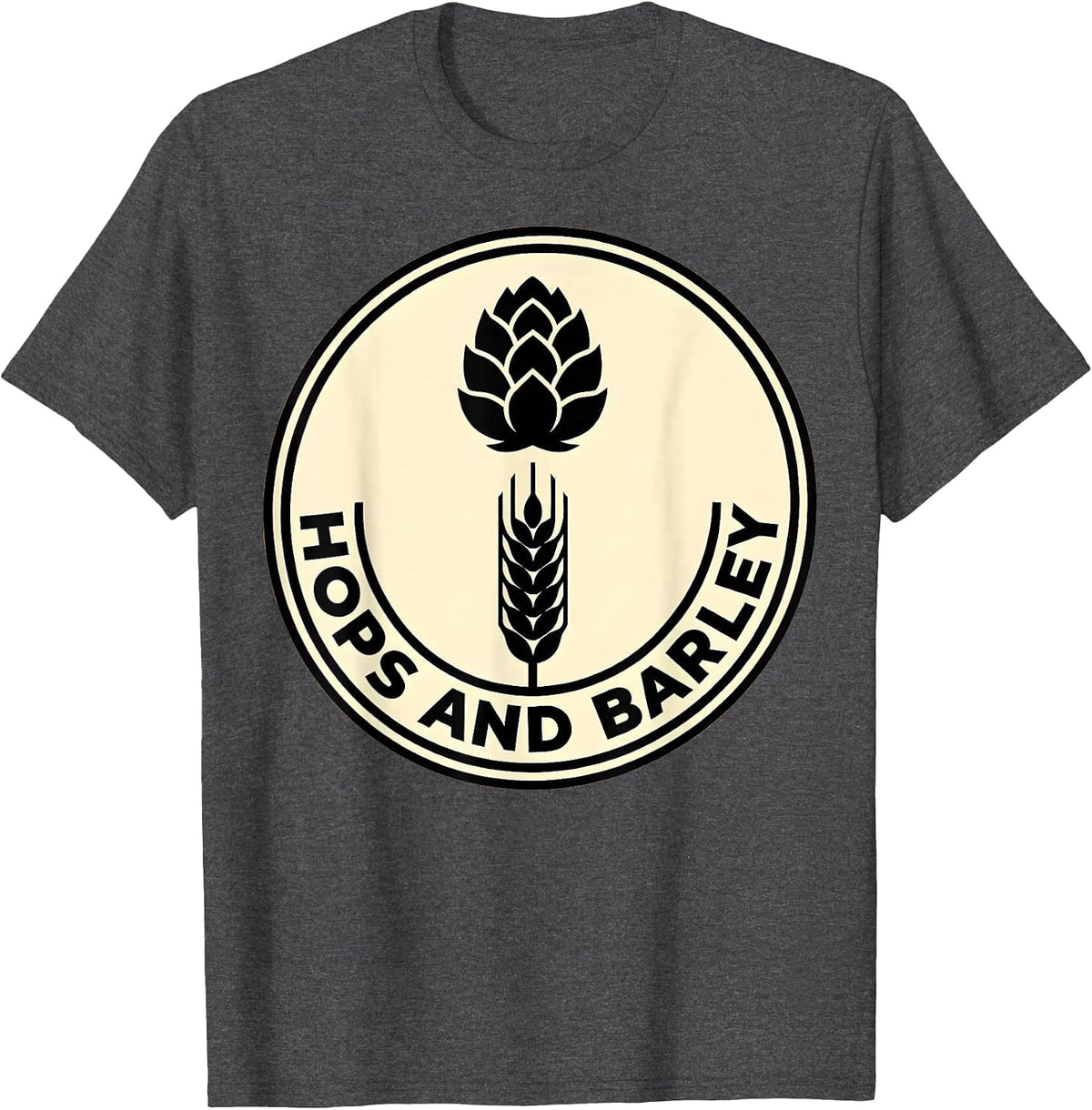 Hops and Barley Craft Beer Lover Design T-Shirt - Dark Heather Grey
