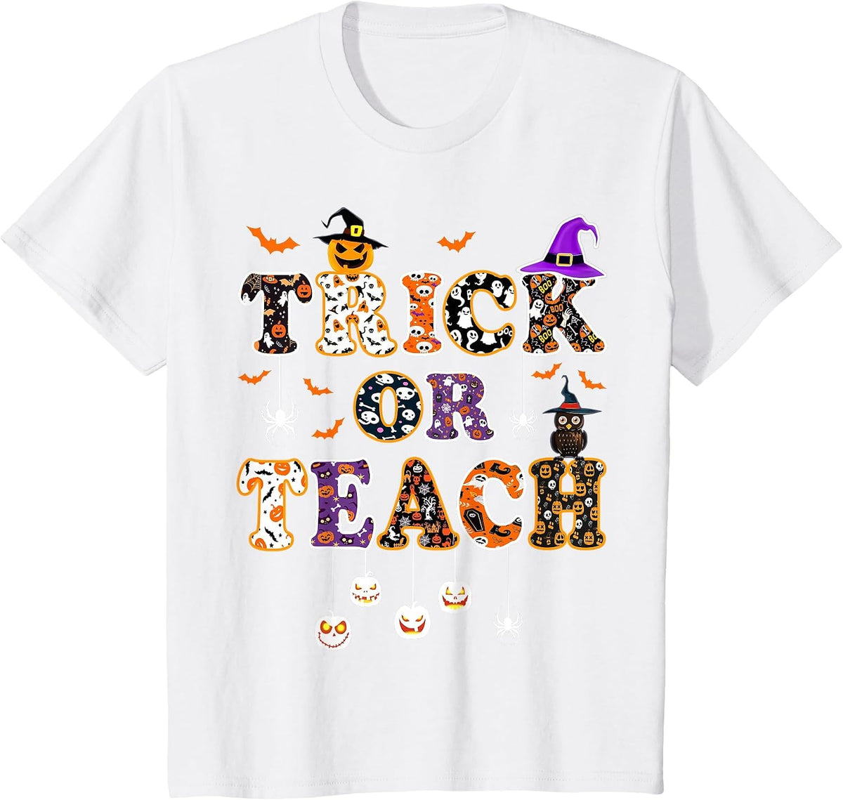 Trick Or Teach Retro Halloween Teacher Women Men Costume T-Shirt - White
