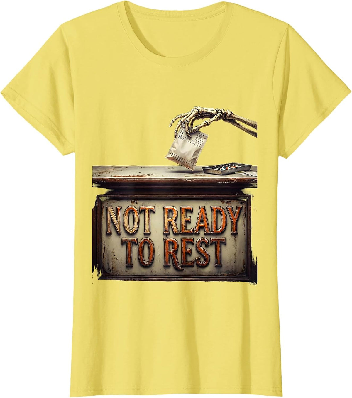 Not Ready To Rest Vintage Pharmacy Technician Halloween T-Shirt - Lemon Yellow