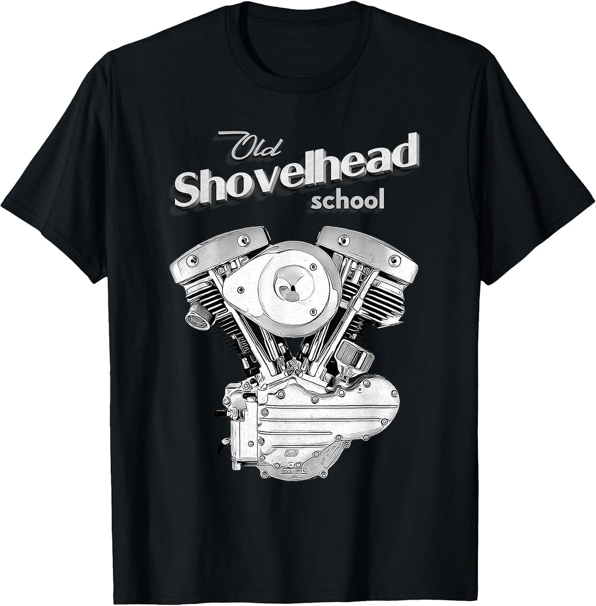 Vintage HD Shovelhead Motorcycle FLH Engine Motor Biker T-Shirt - Black