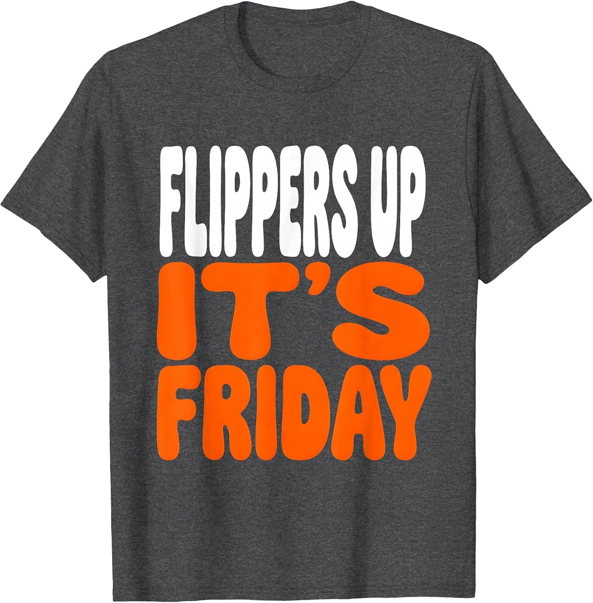 Flippers Up It's Friday Penguin Design T-Shirt - Dark Heather Grey