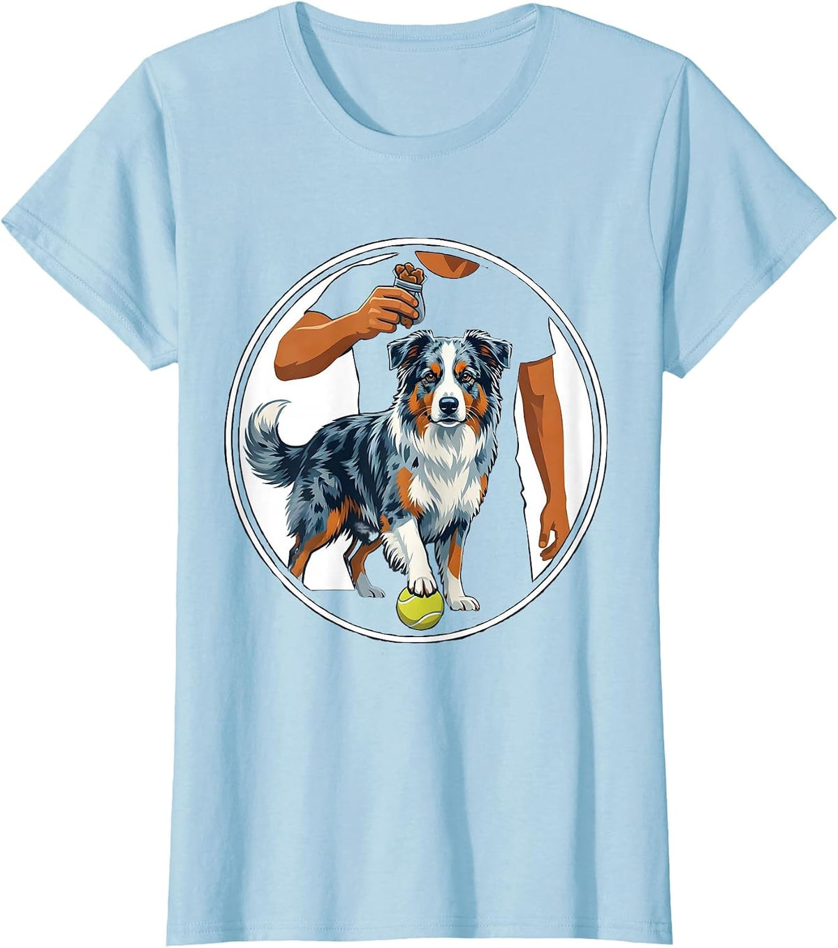 Women's Sealed Badge Blue-Merle Australian Shepherd Dog Mom Dad T-Shirt - Baby Blue