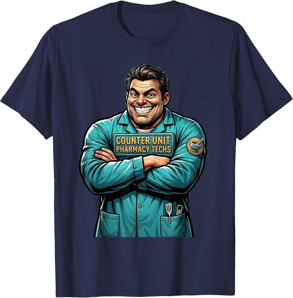 Men's Counter Unit Pharmacy Techs Funny Pharmacy Technician T-Shirt - Navy Blue
