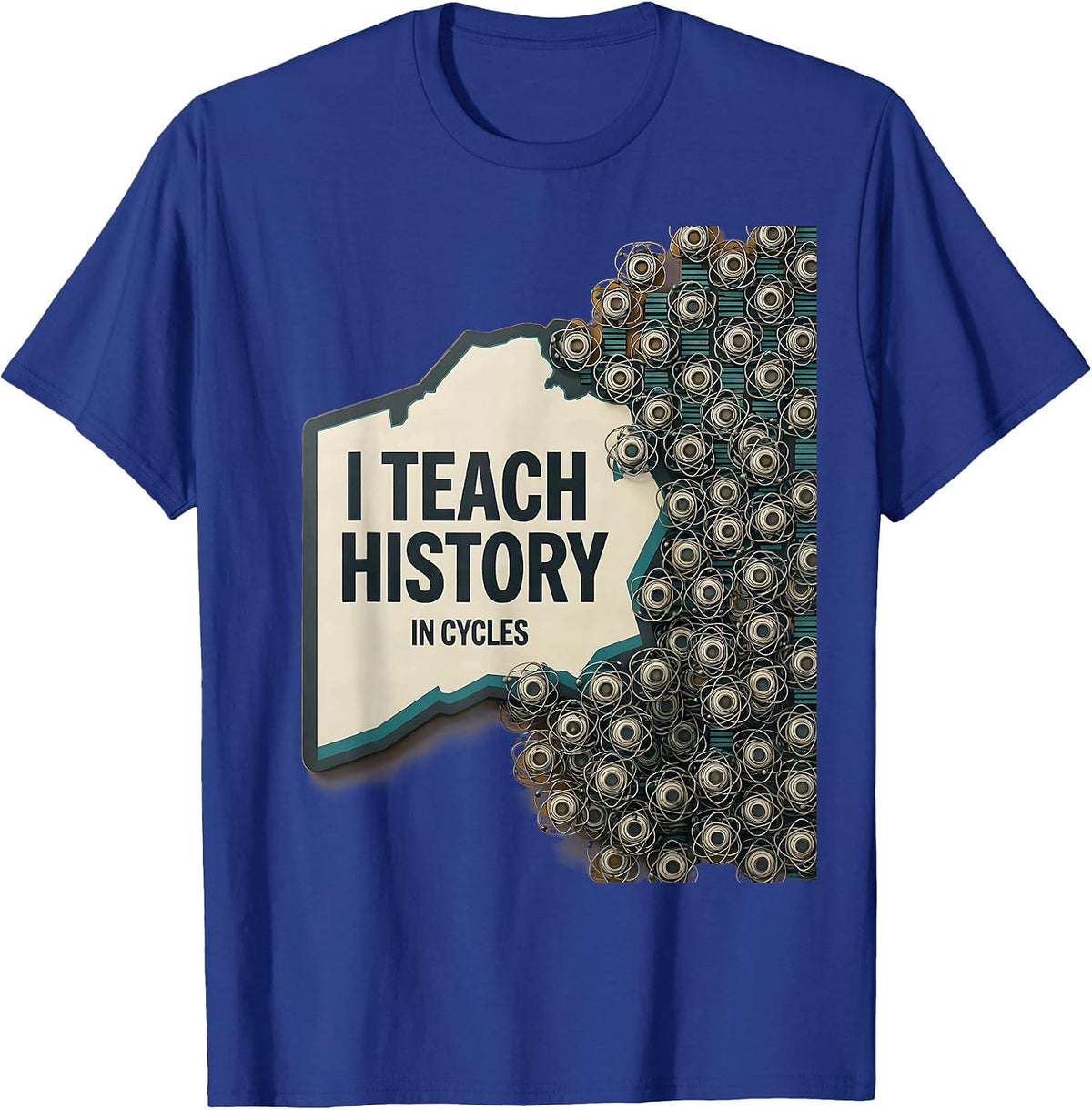 Men's I Teach History In Cycles Funny History Teacher Midcentury T-Shirt - Royal Blue