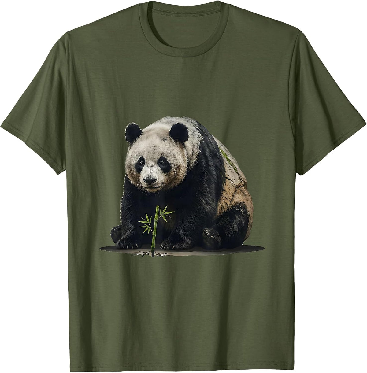 Monument Panda Cute Animal Lover Retro Novelty Gift T-Shirt - Olive Green