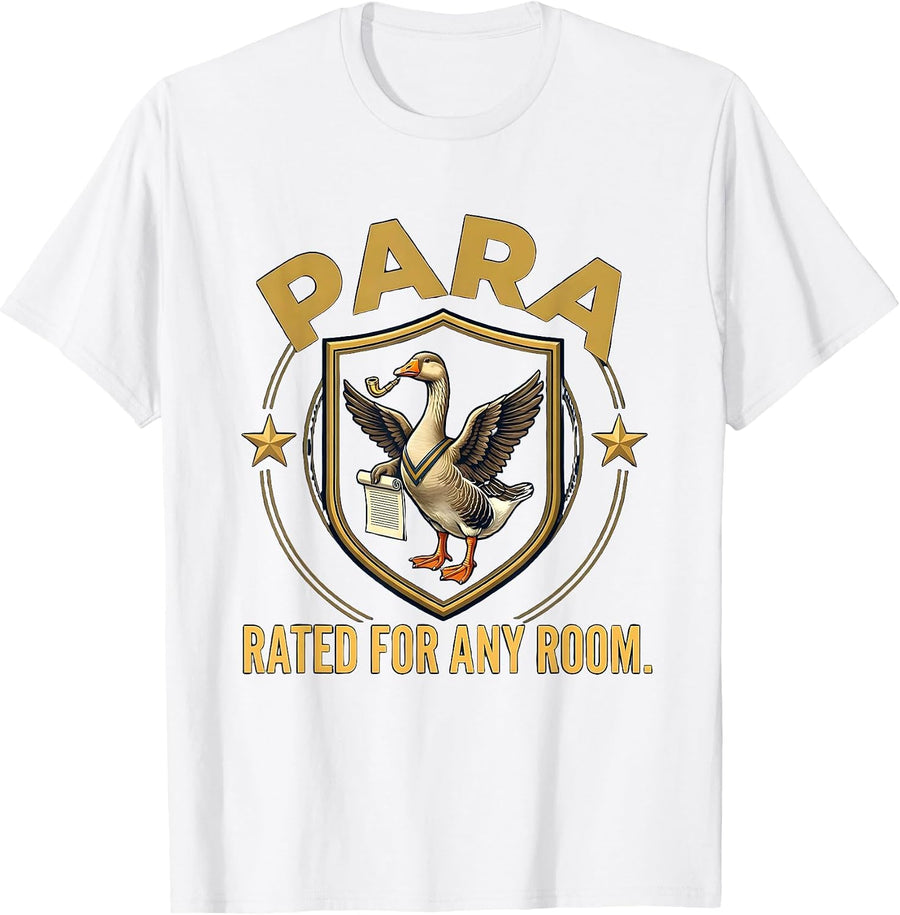 Men's Para: Rated For Any Room Funny Paraprofessional SPED Teacher T-Shirt - White