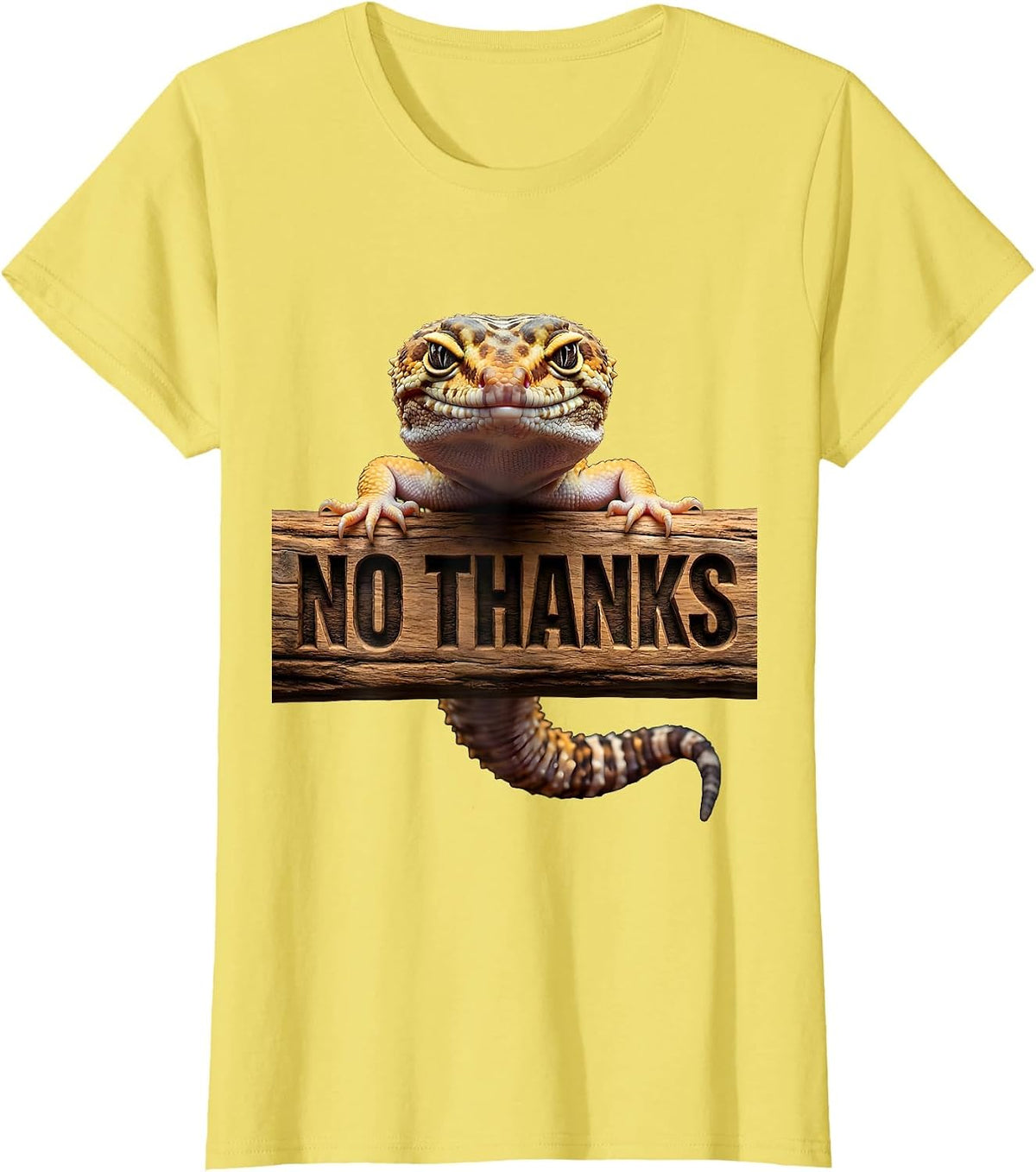 No Thanks Funny Leopard Gecko Reptile Lover Gift T-Shirt - Lemon Yellow