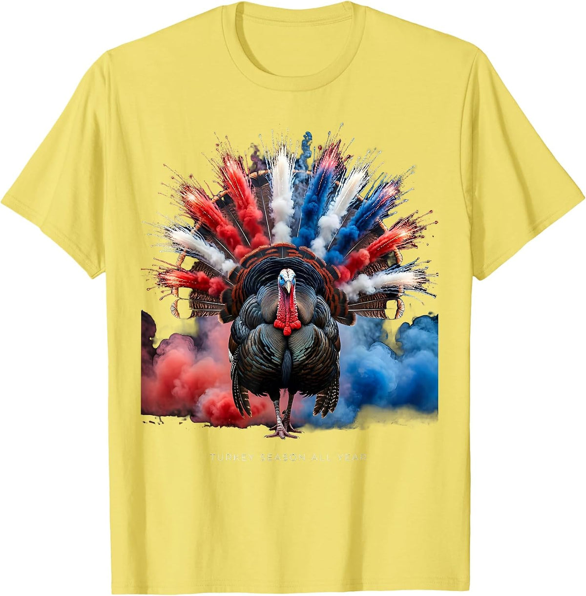Men's Turkey Season All Year Funny Hunting Design T-Shirt - Lemon Yellow