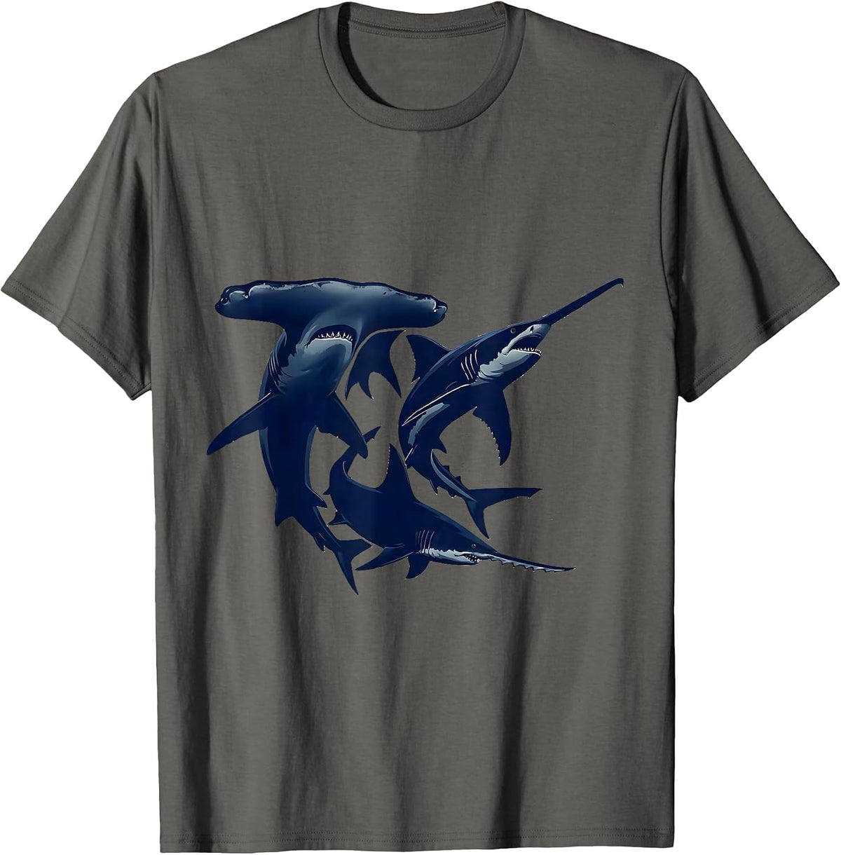 Shark Species Silhouette Marine Biology Enthusiast Gift T-Shirt - Asphalt Grey