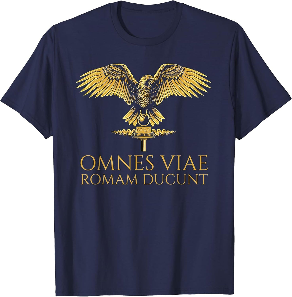 Omnes Viae Romam Ducunt - All Roads Lead to Rome - Latin T-Shirt - Navy Blue