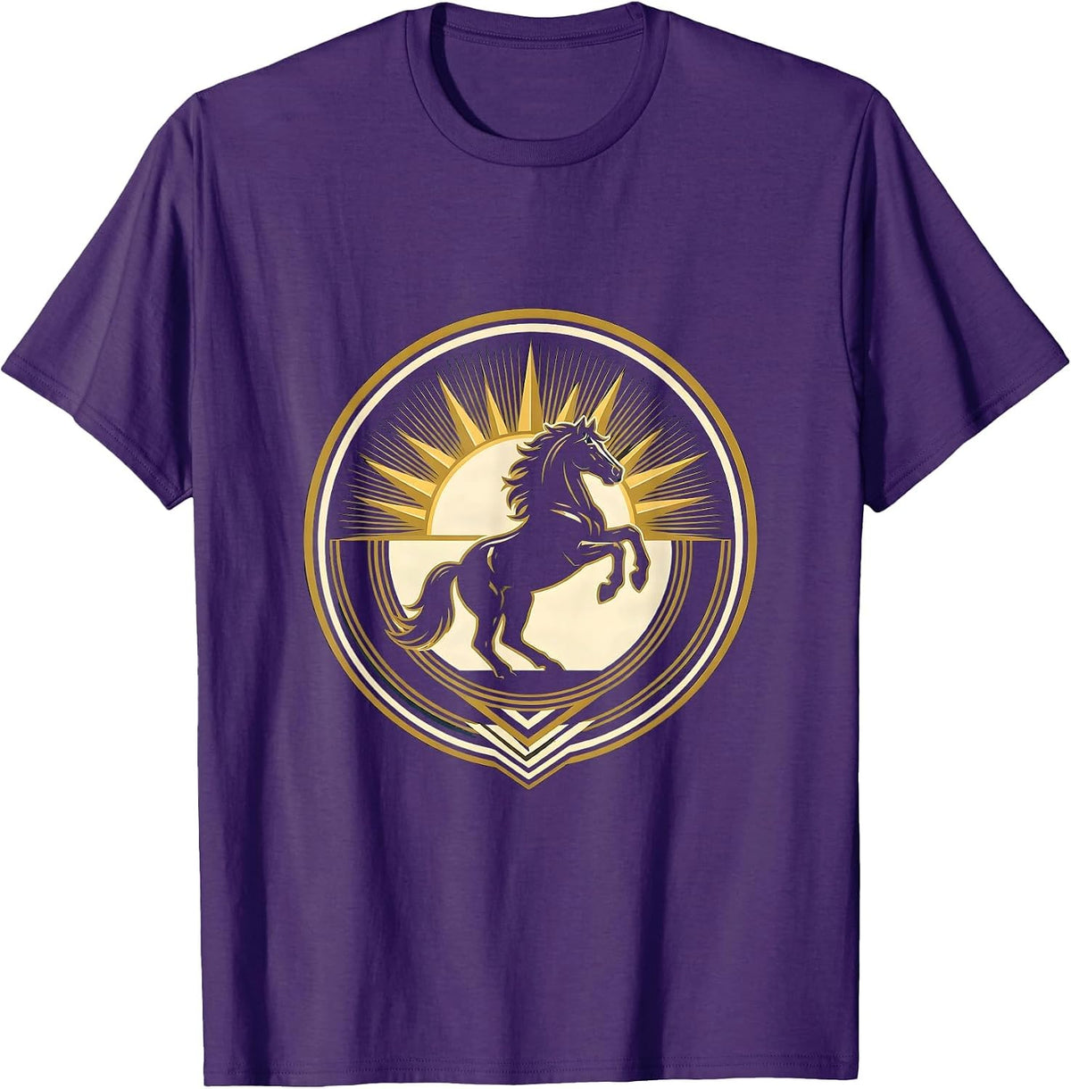 Rearing Horse Sunset Rodeo Graphic Tee T-Shirt - Purple