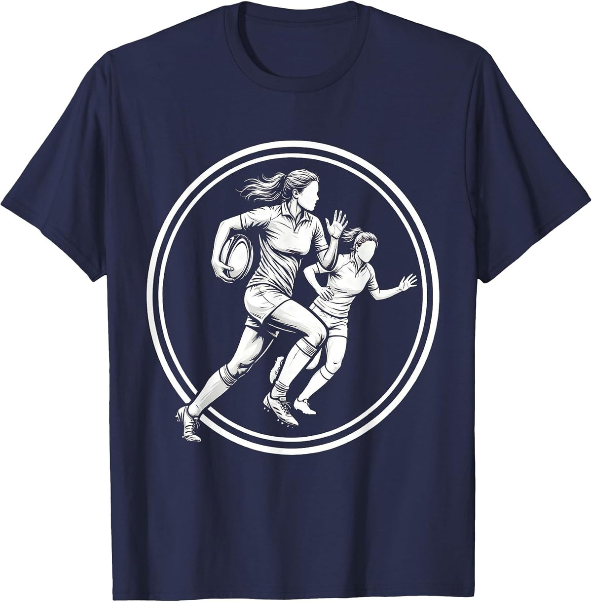 Rugby Speed Burst Graphic - Outrunning the Defense T-Shirt - Navy Blue