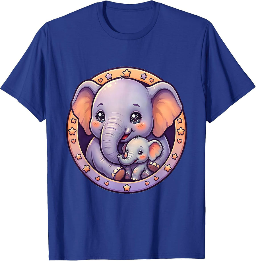 Be Kind Elephant Helping Baby Elephant Graphic T-Shirt - Royal Blue