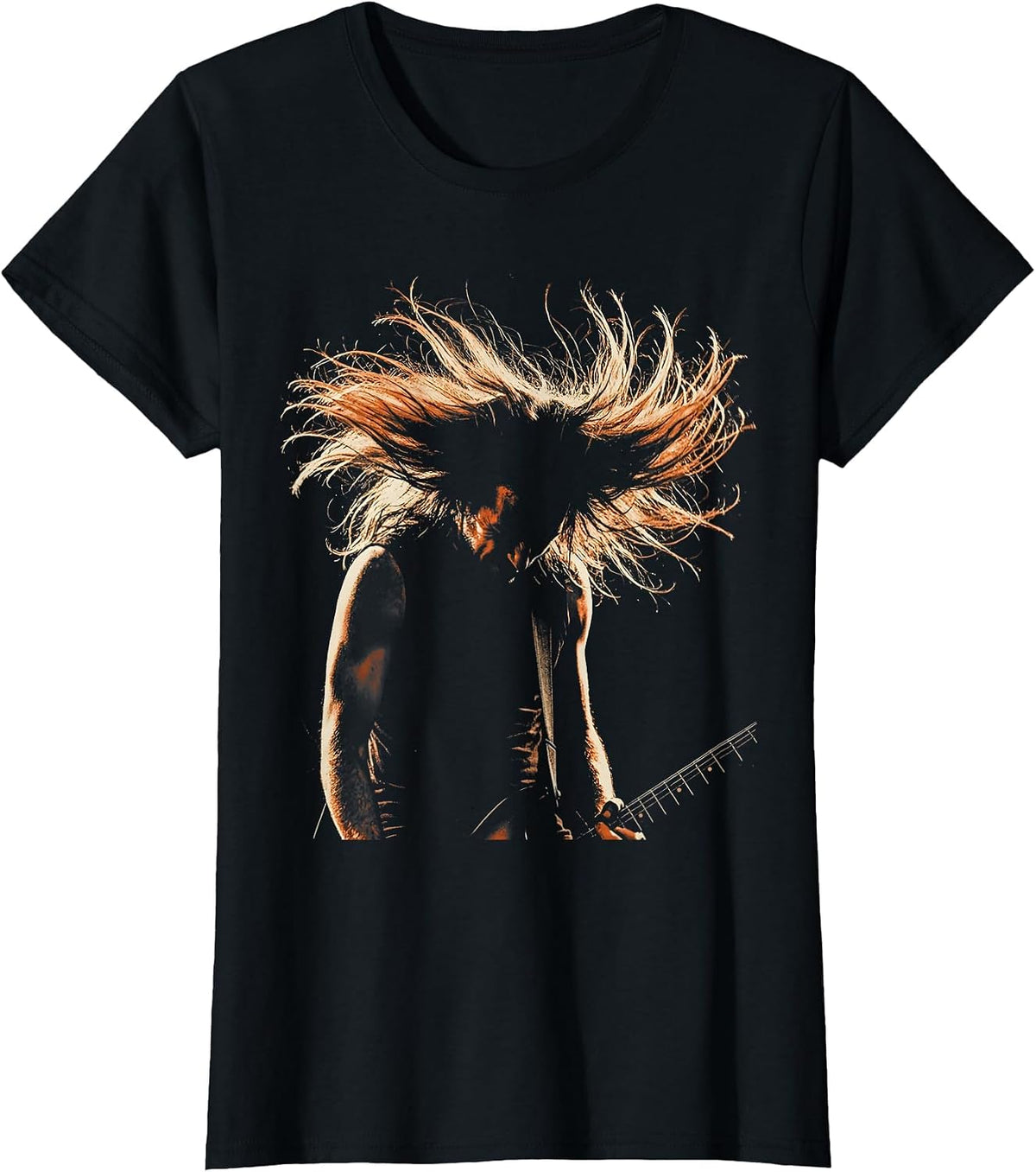 Headbanger Silhouette Concert Rock Music Graphic T-Shirt - Black